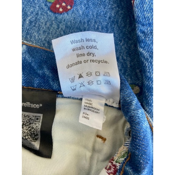 Reformation Mushroom Embroidered High Rise Straight Jeans Size 23 - Picture 11 of 11